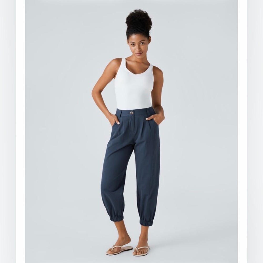 Mid rise casual cotton joggers with pockets